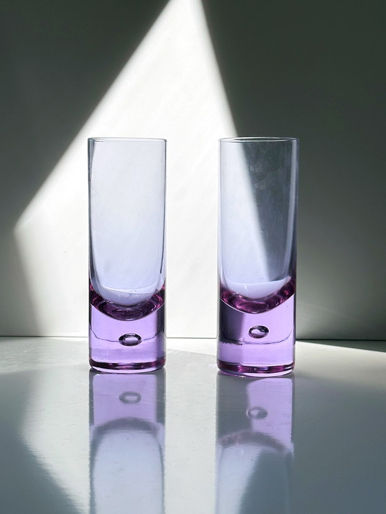 Image 1 of 5 vintage drinking glasses Alexandrite glass Arnolfo di Cambio Sergio Asti Bubble Longdrink Neodymium Italy 70s 60s crystal