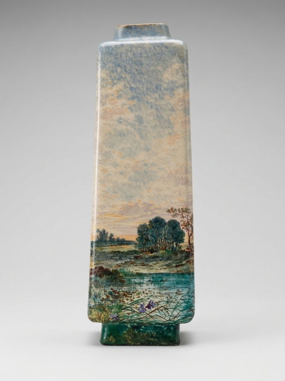 Large Ceramic Landscape Vase – Attributed to Montigny-Sur-Loing – 36 Cm – Glass art (photo 5 of 12)