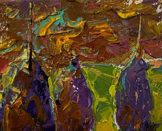 Original Oil Painting Summer Morning Landscape Bright Night Over The Field – Paintings & Drawings, Canvas (photo 4 of 8)