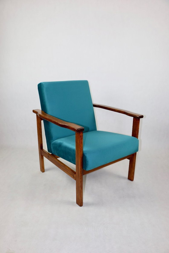 Image 1 of Fauteuil Vos in Blauw Turquoise, 1970