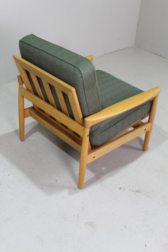 Image 1 of Vintage fauteuil Erik Wørts eiken, groen