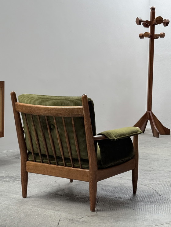 Image 1 of Lot de 2 fauteuils Wilhelm Knoll accoudoirs chêne bois massif velours vert, Allemagne années 1960