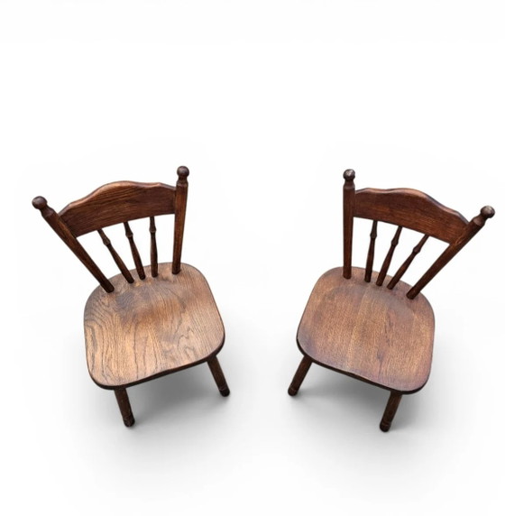Set of 2 Oak Wood Victorian Child's Stick Back Chairs, 1960s – Dining chairs (photo 6 of 14)