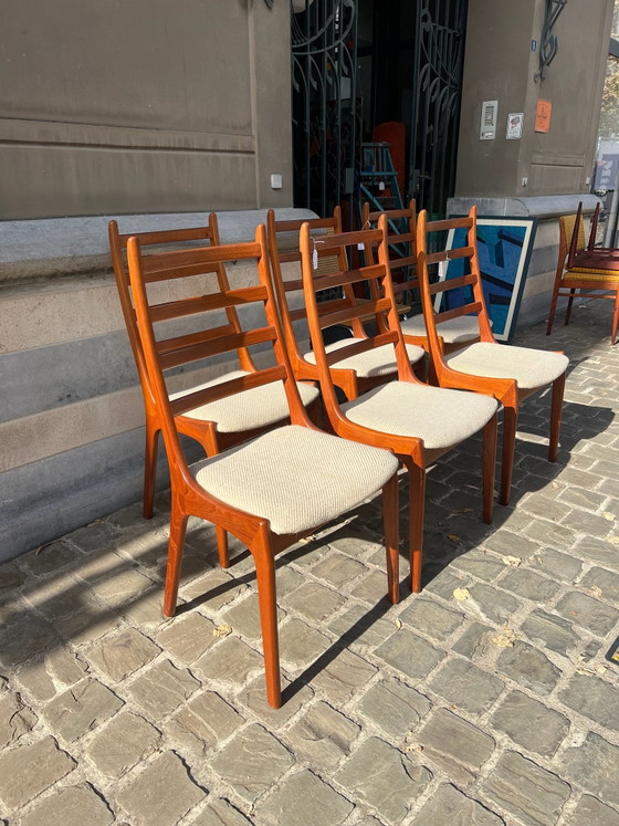 Kai Kristiansen for Korup Stølefabrik Denmark – Dining chairs, Textile, Wood (photo 2 of 5)
