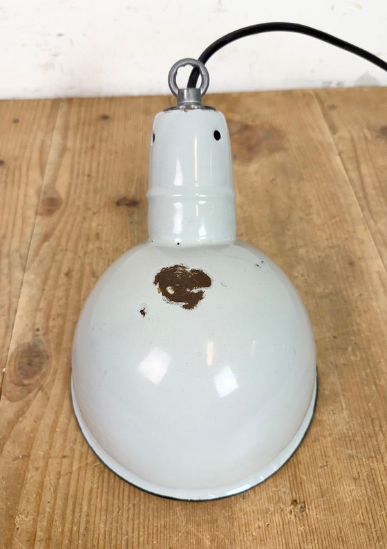 Image 1 of Industrial Grey Enamel Factory Pendant Lamp, 1960s