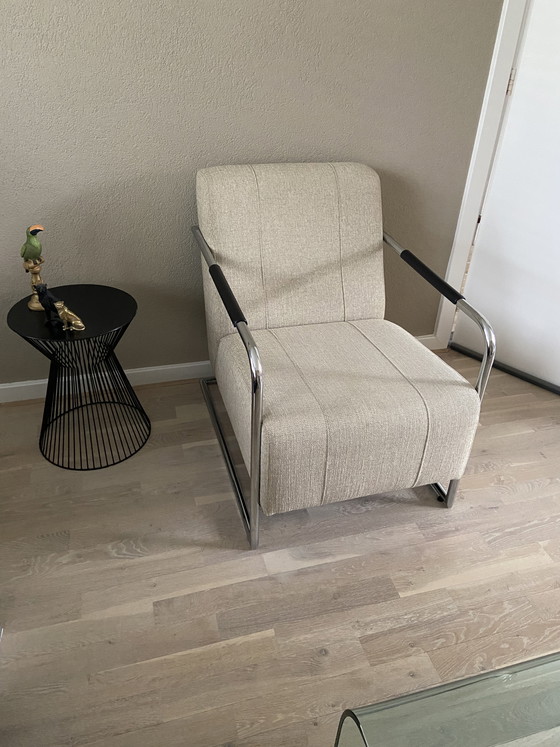 Image 1 of 2 Sessel mit Stahlgestell und Bouclé-Polsterung