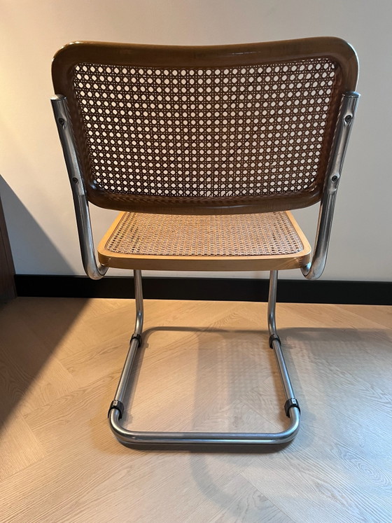 Chaise Cesca Vintage B32 (Marcel Breuer), Made in Italy -, Chaises de salle à manger, Chrome, Osier, Marron (photo 5 sur 6)