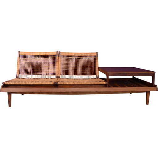 Vintage 2-seater sofa model 161 in solid teak by Hans Olsen for Bramin, Denmark 1957