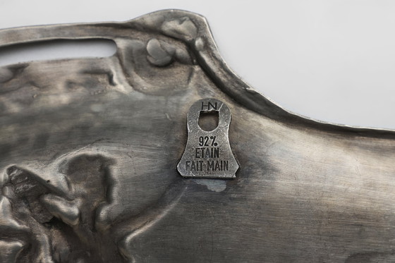 Image 1 of Piatto decorativo in stile Art Nouveau francese in latta, 1910