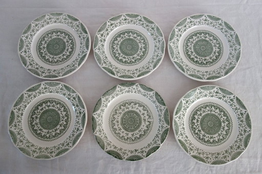 6 platos de postre de loza Fine Ware