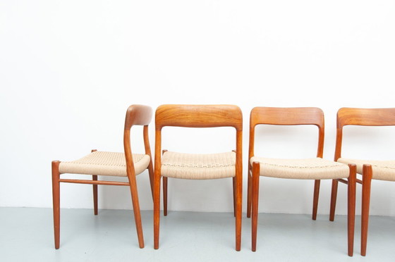 Image 1 of 6x dining chairs model 75 made of teak by Niels Otto Møller for J. L. Møller Møbelfabrik (1950s)