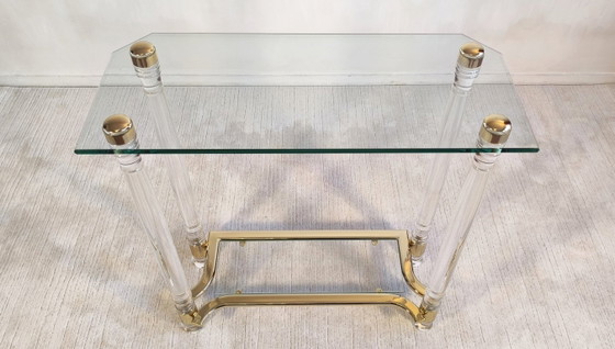 😍✨ Very Beautiful Vintage 80s Roméo Réga Console - Altuglas, Brass & Beveled Glass ✨😍 – Romeo Rega (photo 13 of 19)