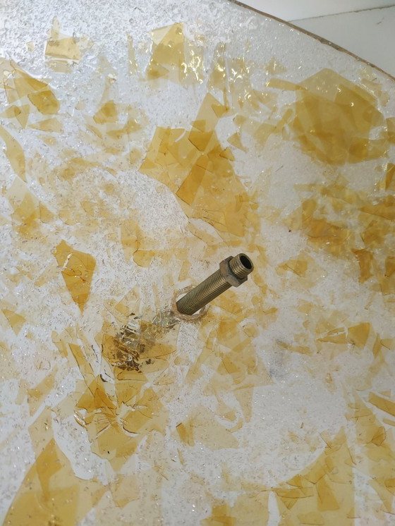 Image 1 of Rare Massive design 70s 'gold leaf' effect ceiling lamp (probably Murano glass).