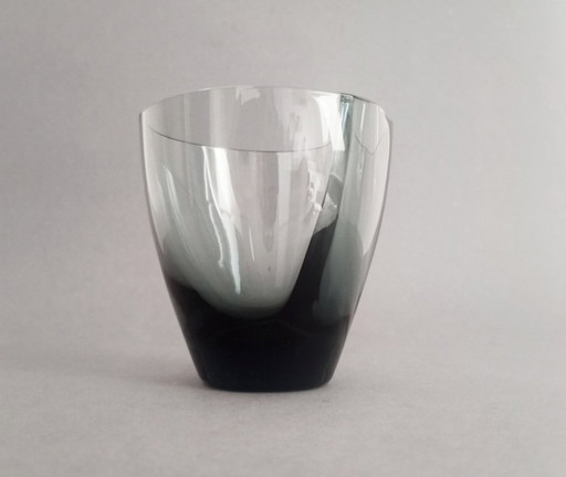 Rare SGHR Sugahara Japanese organic handmade blue smoked glass 'old fashioned' glass set Japan 1970s