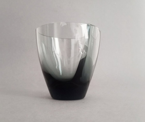 Image 1 of Rare SGHR Sugahara Japanese organic handmade blue smoked glass 'old fashioned' glass set Japan 1970s