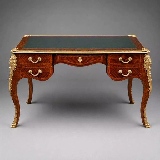 Bureau in Lodewijk XV-stijl. Inlegwerk, verguld brons. – Wood (photo 2 of 7)