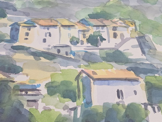 Lidwien Kuster - 'Lastours' - Watercolor - French village view - Holland - 2008 – Art, Glass, Paper (photo 2 of 6)