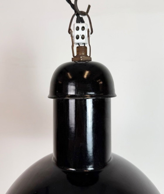 Image 1 of Black Enamel Industrial Pendant Lamp from AEG, 1930s