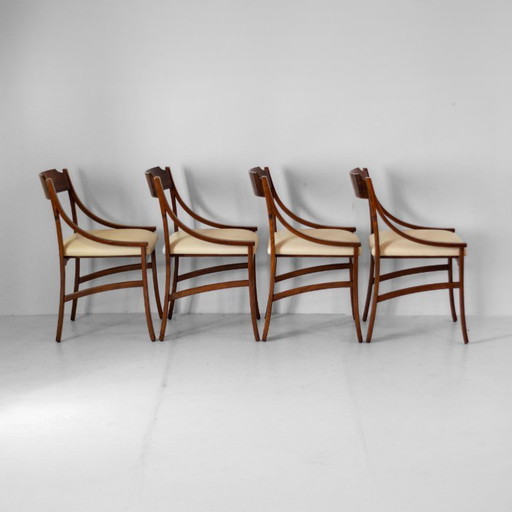 4X Mid-Century Modern Cavatorta Wood Dining Chairs, Italy 1960s