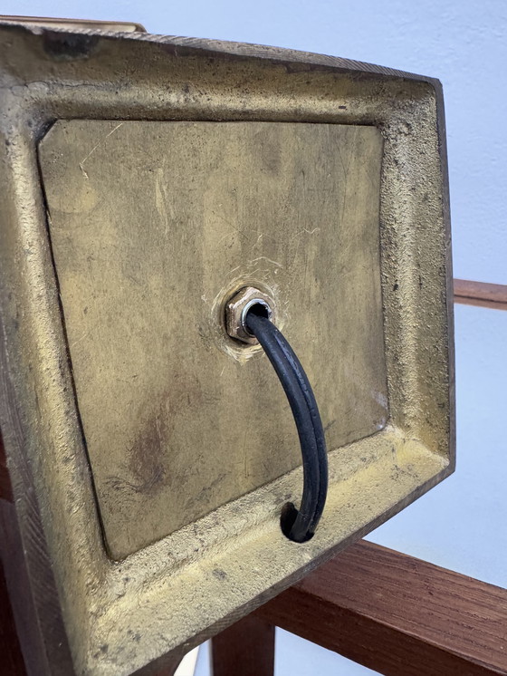 Image 1 of Grande lampe teck et bronze années 70