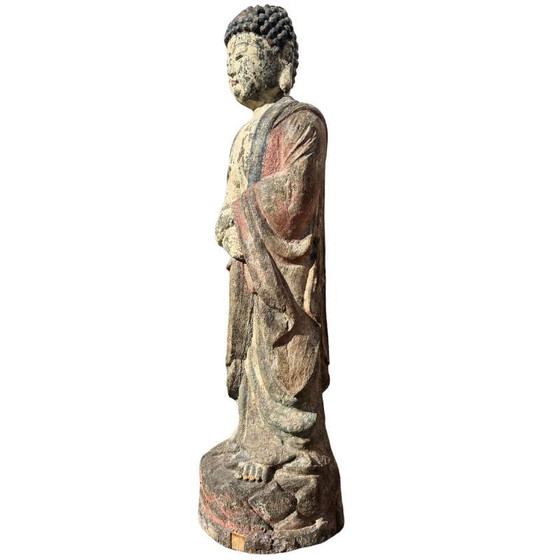 Antique Wooden Guanyin Statue from China – Large Polychrome Temple Sculpture (photo 12 of 13)