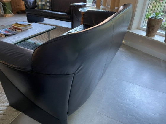 Jori 3-seater sofa blue leather (photo 5 of 5)