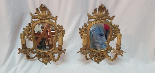 Paire de miroirs,appliques Louis XVl en bronze