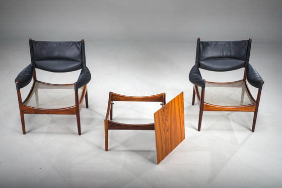 Image 1 of Mid Century Moderne Deense Palisander fauteuils en salontafel van Kristian Vedel voor Sören Willadsen, jaren 1960, set van 3