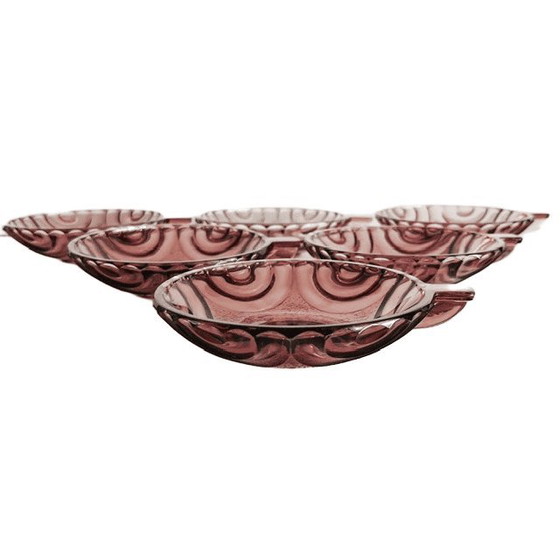 Set of Six Art Deco Aperitif Dishes Amethyst Glass Purple 1930s – Crockery (photo 7 of 12)