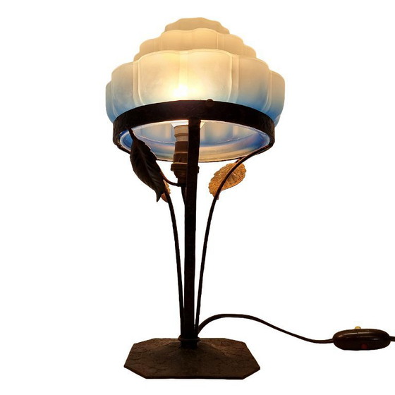 Image 1 of Lampada francese Art Déco con paralume blu