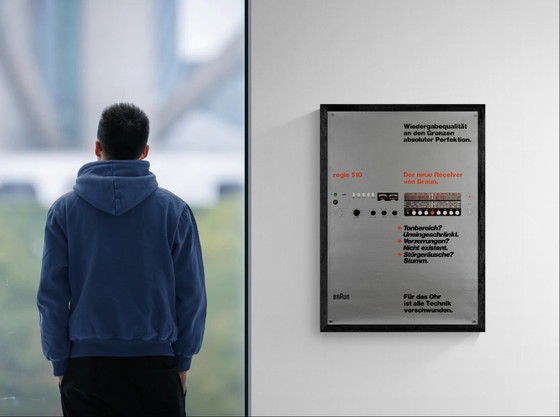Image 1 of Braun Regie 510 – 1972 – Originele vintage reclameposter – Dieter Rams - Mid-Century Modern – 84,1 x 59,4 cm A1