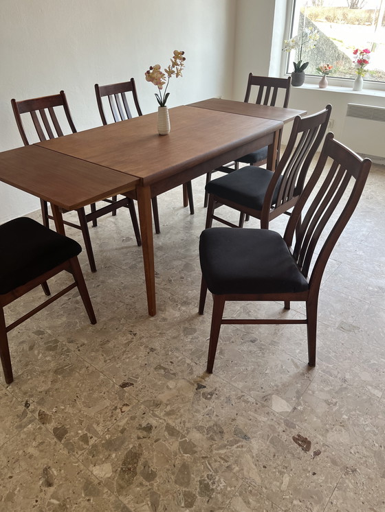 Image 1 of 6x Originele "Farstrup Møbelfabrik jaren 60" Eetkamerstoel Mahonie Denemarken!!