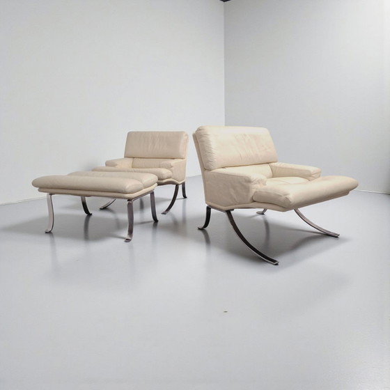 Image 1 of Durlet — Coppia di poltrone con poggiapiedi, Belgio, anni '70