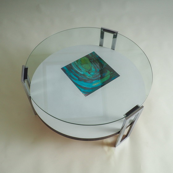 Image 1 of Tavolino rotondo in vetro e cromo dell'era spaziale