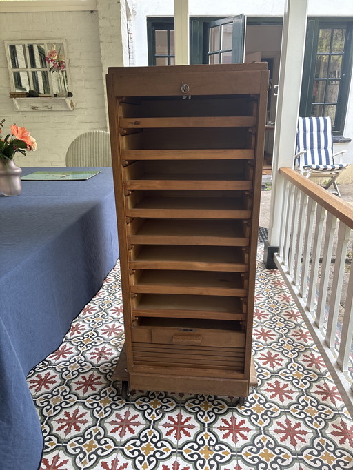 Vintage archive rolling cabinet