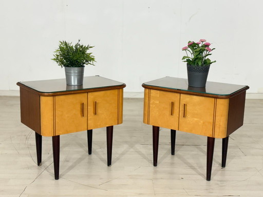 2 nachtkastjes/bijzettafels/nachtkastjes in mid-century stijl / vintage nachtkastje
