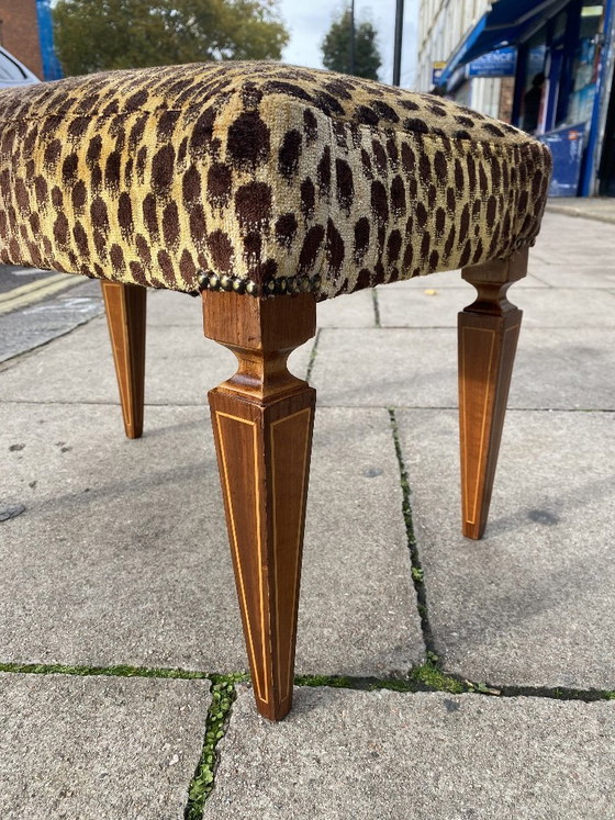 Image 1 of 1950s Paolo Buffa Stool In Silk Velvet Cheetah By Jim Thompson Seat Italy Restored And Upholstered