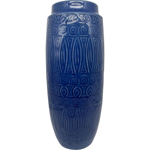 Vase vintage en céramique bleue, 1960