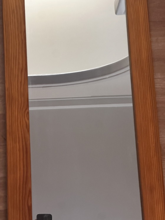 Espejo de pared octogonal grande de pino, década de 1970 – 103 × 40 cm – Wood, Glass (photo 6 of 13)