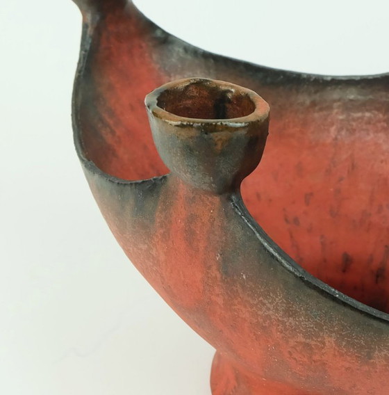 Image 1 of outstanding danish modern ceramic bowl with candle holders conny walther denmark 1960s 70s danish studio pottery