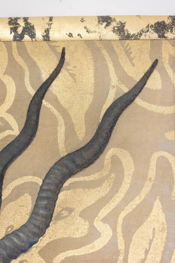 Image 1 of Gemalte Leinwand mit der Darstellung einer Gazelle. Zeitgenössisches Werk.