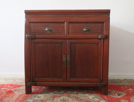 Image 1 of Antique Boho Hand-Made Painted 2-Door Cabinet, 1910