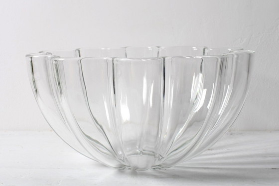 Image 1 of Villeroy and Boch Large Crystal Salad Bowl: Scalloped Neptun Design, 2000s