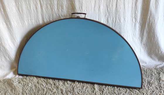 Image 1 of Round folding table in metal and blue Formica - 1960s/70s