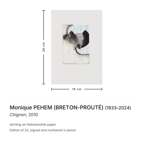 Image 1 of Monique PEHEM (BRETON-PROOUTÉ) Chignon Gesigneerde ets 2010