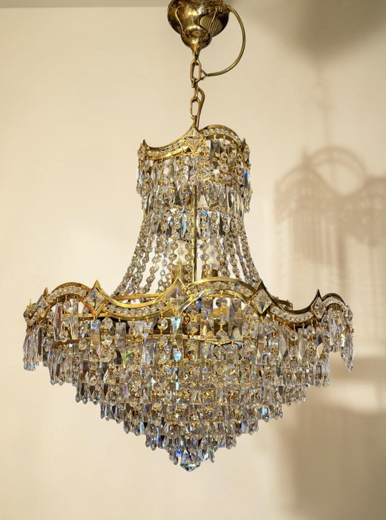 Vintage Italiaanse kristallen kroonluchter – Gold, Crystal (photo 4 of 7)