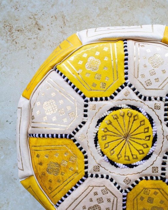 Image 1 of Handgefertigter marokkanischer Lederpouf