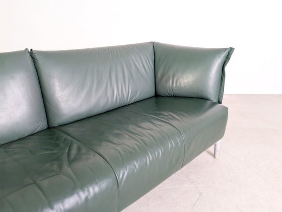 Image 1 of Original Rolf Benz Sofa Leder Design Couch dunkelgrün Zweisitzer