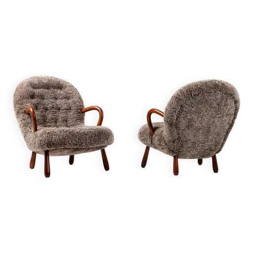Raro paio di sedie Clam di Arnold Madsen per Madsen & Schubell, Danimarca 1944