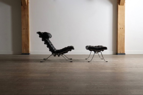 Arne Norell Ari Lounge Chair con Otomana Suecia 1966 – Sillones, Leather, Vintage (photo 10 of 14)